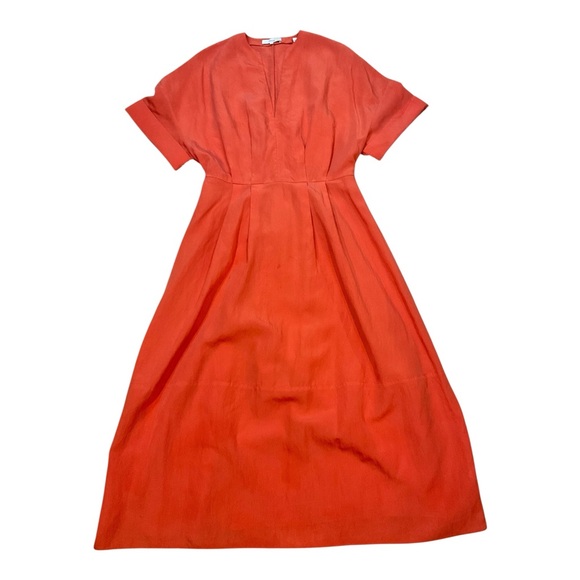 VINCE Women’s Orange v-neck Midi dress Size XS - Picture 9 of 16